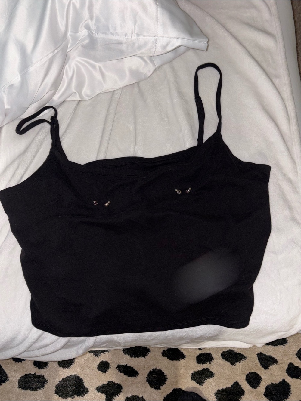 Black Spaghetti Strap Crop Tank Top